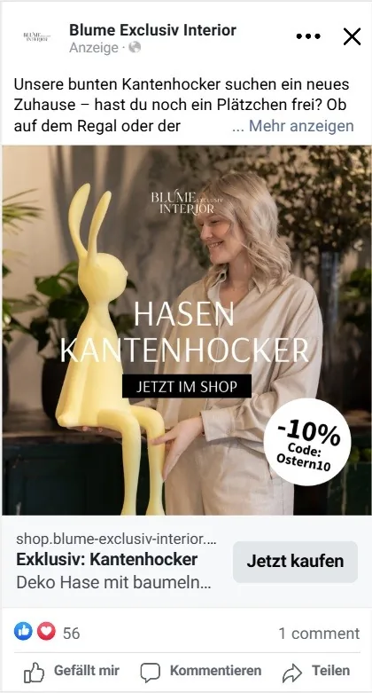 Social-Media-Werbeanzeige von Blume Exclusiv zum Oster-Sale