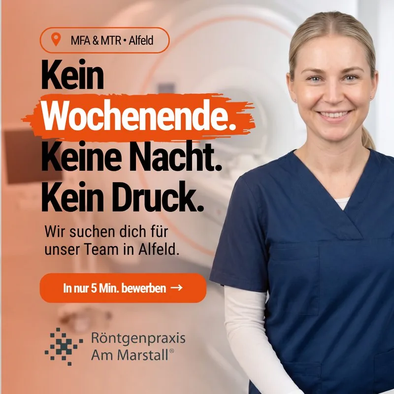 Anzeigenmotiv der Röntgenpraxis Am Marstall: freie Wochenenden als Benefit