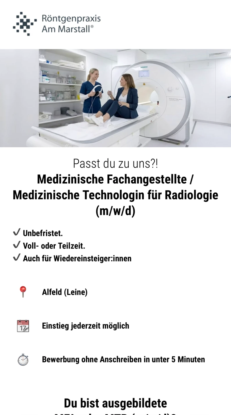 Der mobile Bewerberfunnel der Röntgenpraxis Am Marstall