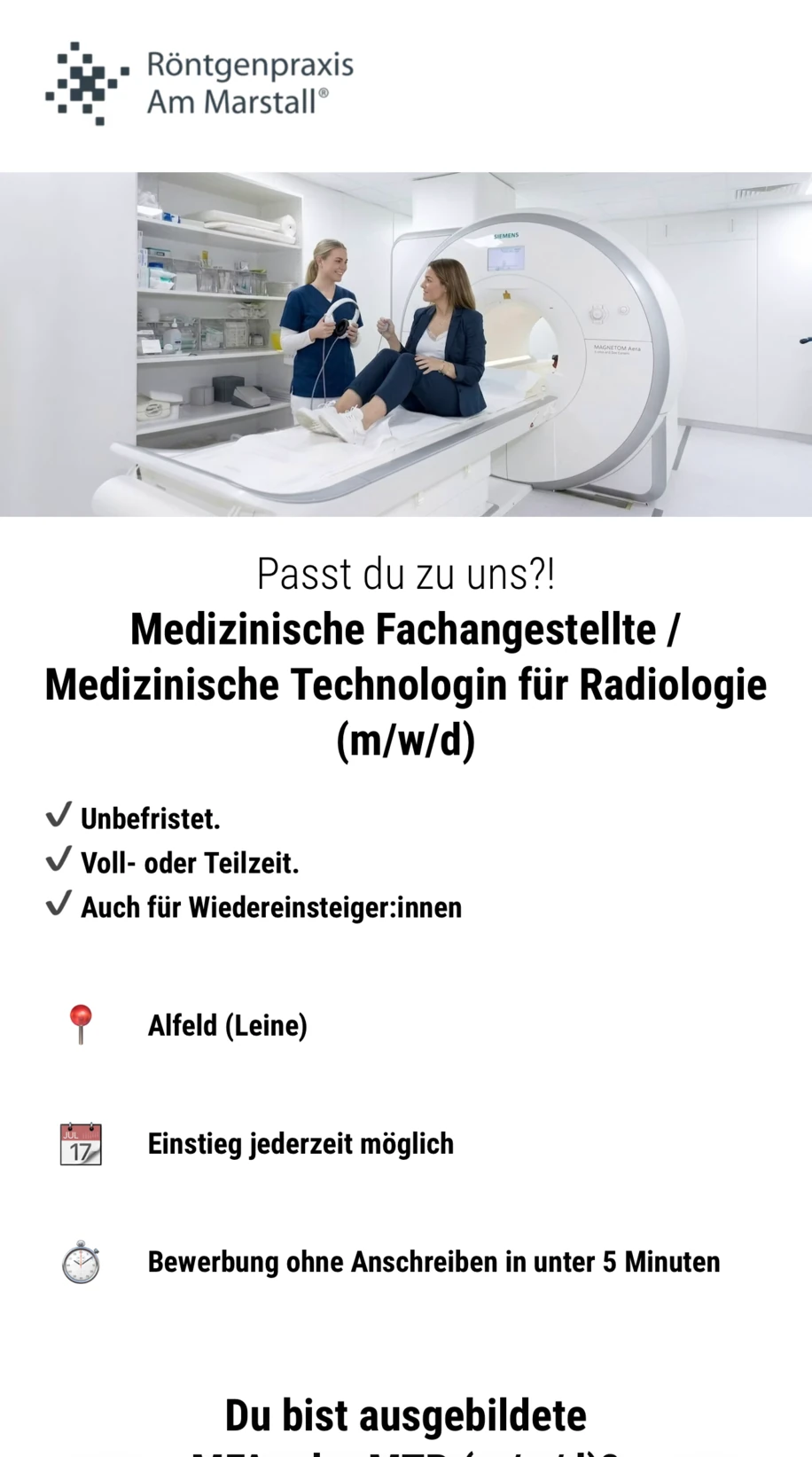 Der mobile Bewerberfunnel der Röntgenpraxis Am Marstall