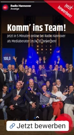 Social-Media-Anzeige der Recruiting-Kampagne für Radio Hannover