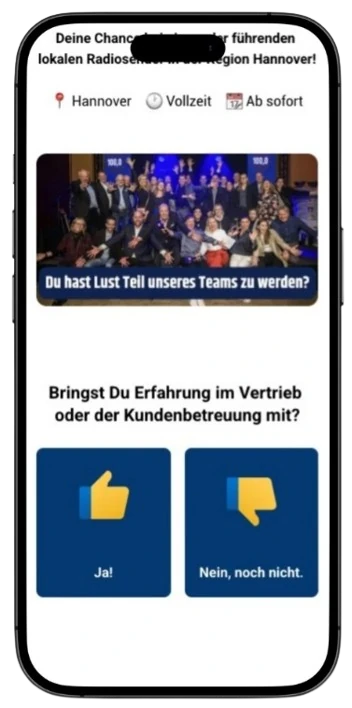 Der erste how! Bewerbungsfunnel: Frage nach Vertriebserfahrung